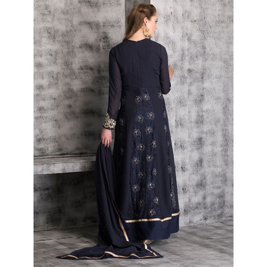 NAVY BLUE FLOWY MAXI STYLE LONG DRESS