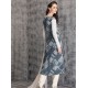 Blue Dress Wrap Printed White Design Readymade 