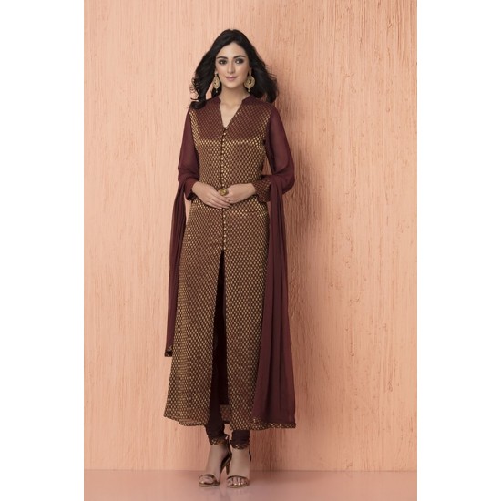 Bronze Dress| Front Slit| Indian Readymade| Gold Polka| A 