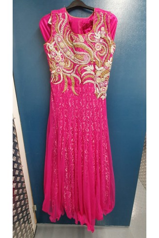 Pink Indian Ethnic Wear Net Gown