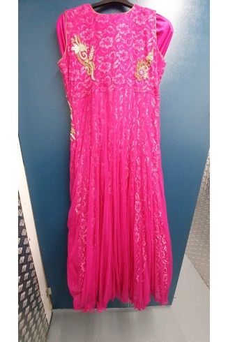 Pink Indian Ethnic Wear Net Gown