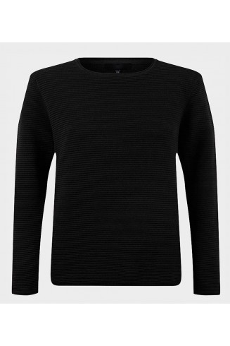 Mens Black Designer Ribbed Jumper