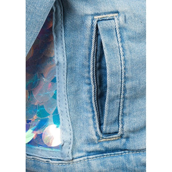 Light Blue Cowboy Girl Denim Sequin Jacket