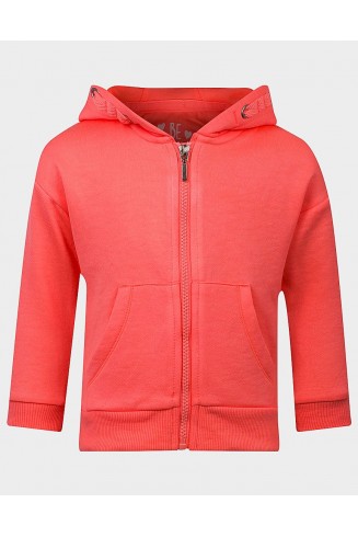 Peach Slim Fit Girls Zip-Up Hoodie