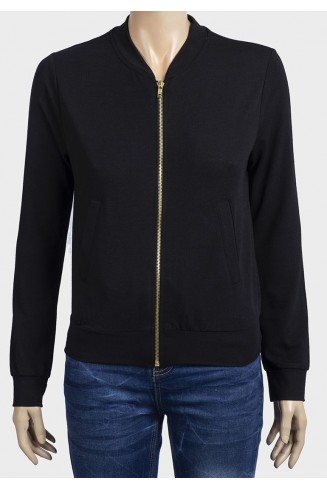 Black Designer Jersey Bomber Jacket