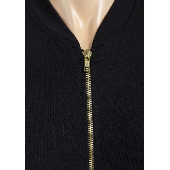 Black Designer Jersey Bomber Jacket