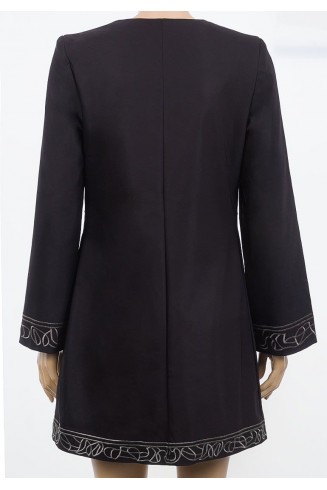 Turkish Coat Black White Collarless A Line Ladies Coat