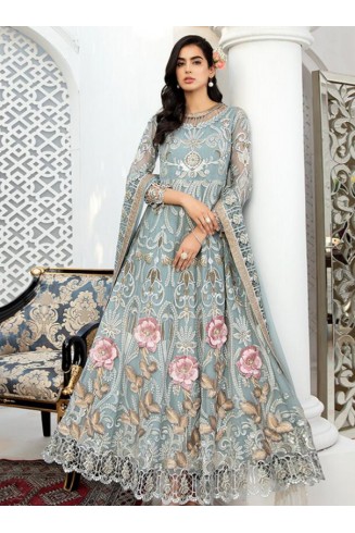 Pastel Light Green Pakistani Designer Party Wear Anarkali Gown