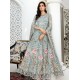 Pastel Light Green Pakistani Designer Party Wear Anarkali Gown