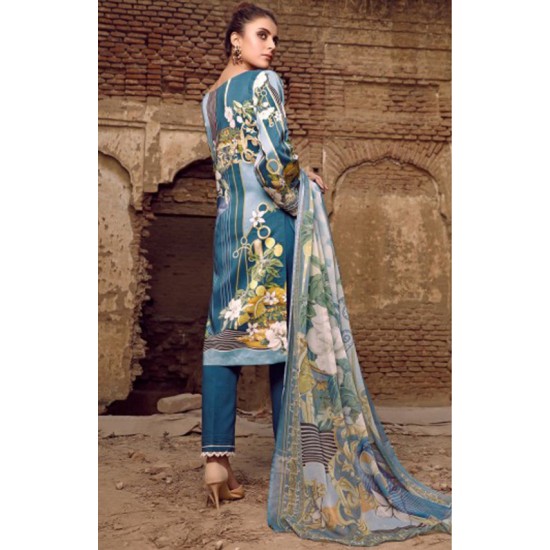 Teal Blue Readymade Pakistani Designer Suit