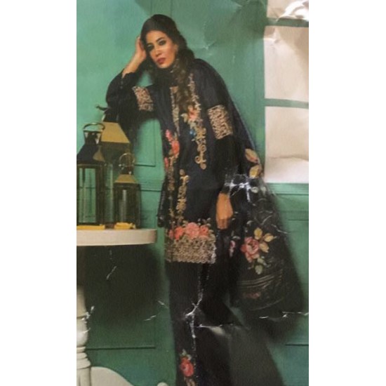 BLACK LINEN READY MADE PAKISTANI STYLE SALWAR KAMEEZ 