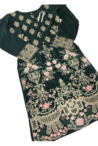 CHIVE GREEN HIGH QUALITY EMBROIDERED EVENING WEAR SALWAR SUIT