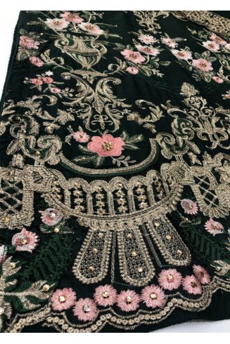 CHIVE GREEN HIGH QUALITY EMBROIDERED EVENING WEAR SALWAR SUIT