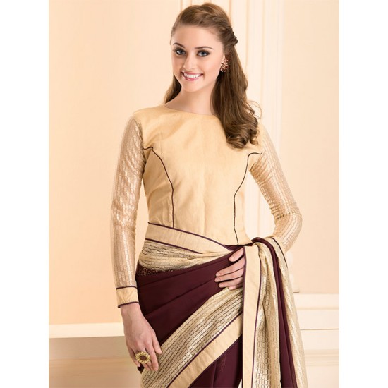 ZBROWN LOVELY OCCASION WEAR SAREE (READY MADE)