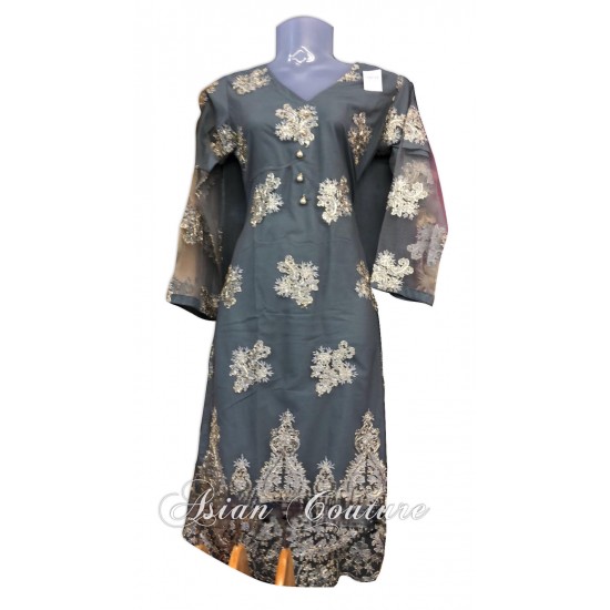 Stunning Grey Embroidered Ready Made Salwar Kameez Suit