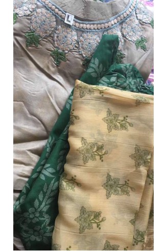 GREEN PAKISTANI STYLE DESIGNER READY MADE SUIT