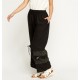 Stunning Black Embroidered Hem Wide Leg Trousers