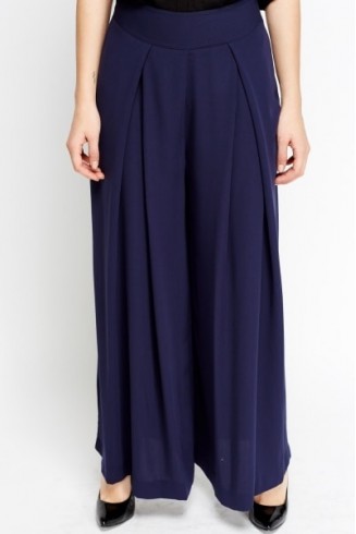 High Waisted Flared Navy Trouser