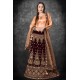 Peach & Wine Embellished Readymade Wedding Lehenga