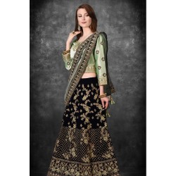 Mint & Navy Blue Embroided Wedding Lehenega Choli