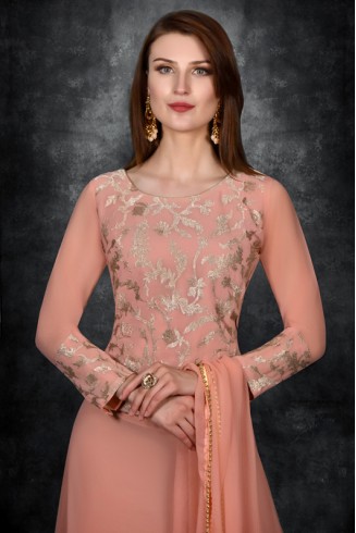 Peachy Pink Indian Designer Lehenga Partywear