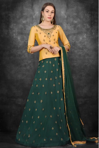 Yellow Green Wedding  Mehndi Lehenga Choli Dress Suit