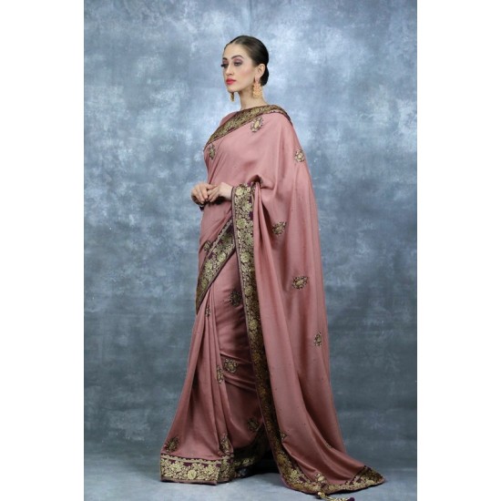 Rose Pink Indian Designer Saree Pakistani Wedding Outfit