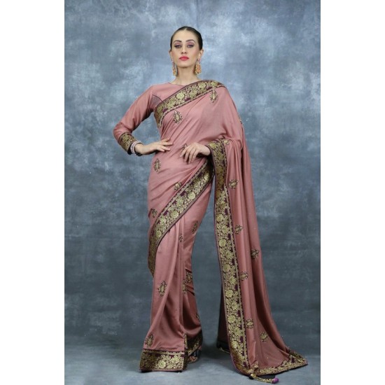Rose Pink Indian Designer Saree Pakistani Wedding Outfit