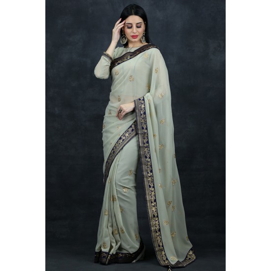 Cement Grey Saree Buy Indian Designer Saree Online