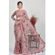 Dusty Pink Heavy Embroidered Net Saree