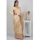 Beige Linen Embroidered Wedding Saree