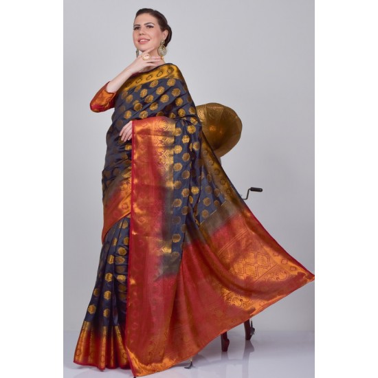 Black & Maroon Traditional Banarasi Indian Wedding Saree