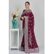 Plum Embellished Party Evening Saree