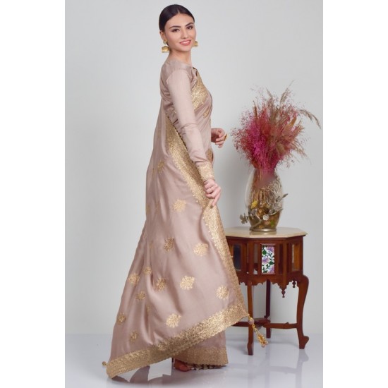 Mauve Embroidered Indian Party Saree