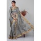 Grey Stitched Blouse Party Saree