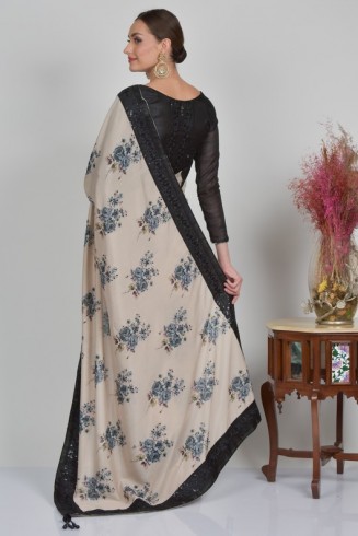 Black & Beige Indian Ethnic Saree