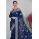 Navy Blue Luxury Vachitra Embroidered Saree