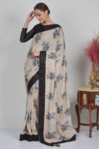 Black & Beige Indian Ethnic Saree