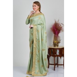 Mint Embroidered Ethnic Saree Mint Embroidered Ethnic Saree