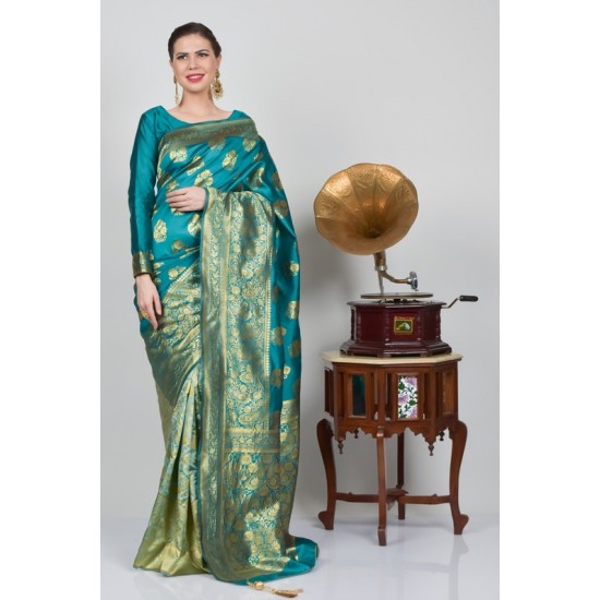 Sea Green Ethnic Banarasi Wedding Saree