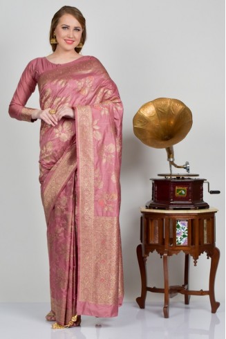 Rose Pink Indian Banarasi Stylish Saree