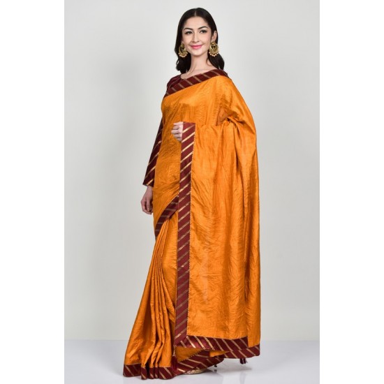 Burnt Orange Silk Indian Saree