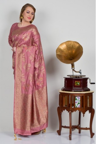 Rose Pink Indian Banarasi Stylish Saree