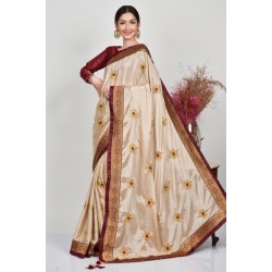Beige & Maroon Bollywood Style Indian Saree Beige & Maroon Bollywood Style Indian Saree