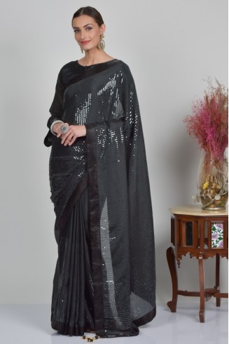 Black Shimmering Party Wear Saree