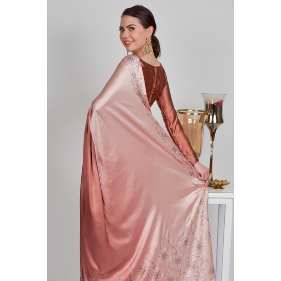 Rose Pink Satin Shaded Indian Saree