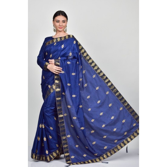 Navy Blue Designer Cocktail Saree