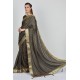 Dark Grey Hot Printed Evening Wear Saree