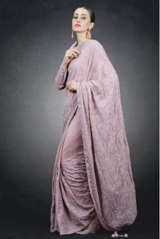 Rose Pink Heavy Designer Saree