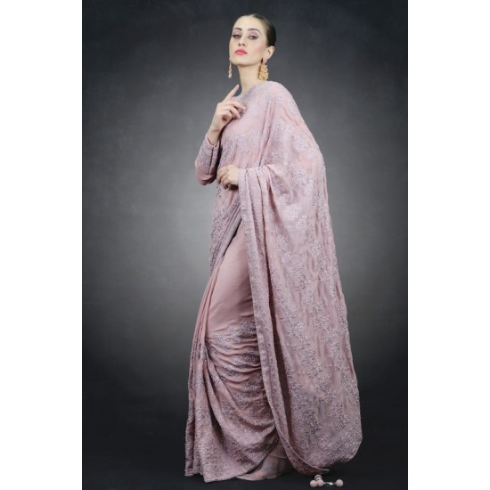 Rose Pink Heavy Designer Saree